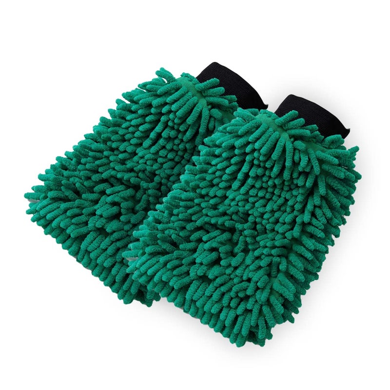 Kuber Industries Kuber Industries Chenille Dry Mitt Gloves | Multi-Purpose Gloves for Kitchen, Home & Laptop Cleaning | Lint & Scratch-Free | Super Absorbent | Dark Green | Efficient and Handy Cleaning Mitts - Image 1