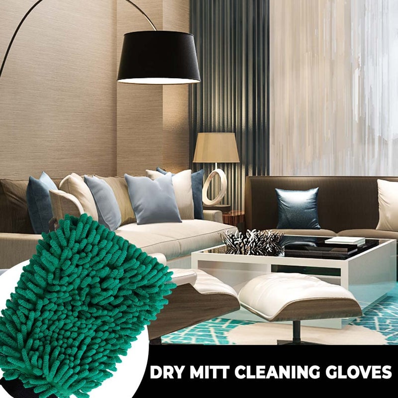 Kuber Industries Kuber Industries Chenille Dry Mitt Gloves | Multi-Purpose Gloves for Kitchen, Home & Laptop Cleaning | Lint & Scratch-Free | Super Absorbent | Dark Green | Efficient and Handy Cleaning Mitts - Image 5