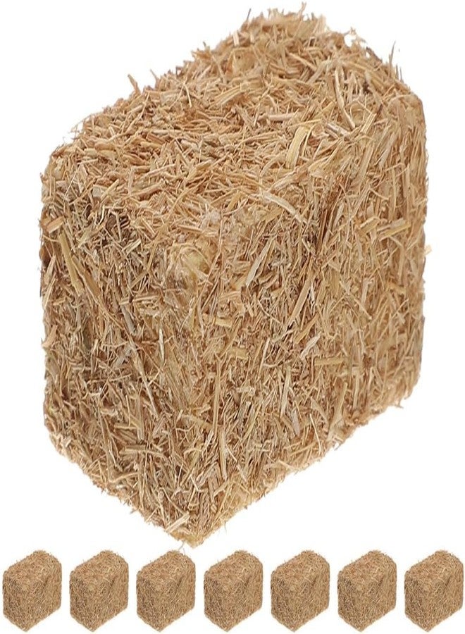 VOSCHOIX 8pcs Mini Hay Bales, Miniature Fake Hay for Decoration, Mini Haystack Bales for Mini House Decoration Garden Decoration DIY Autumn Harvest Craft - Image 1