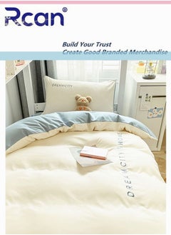 Rcan 3-Piece Set Children Student School Dormitory Embroidery Design Duvet Cover Set Single bed Kid's Washed Cotton Bedding Set Boy Girl 150x200cm  - Image 4
