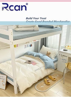Rcan 3-Piece Set Children Student School Dormitory Embroidery Design Duvet Cover Set Single bed Kid's Washed Cotton Bedding Set Boy Girl 150x200cm  - Image 2