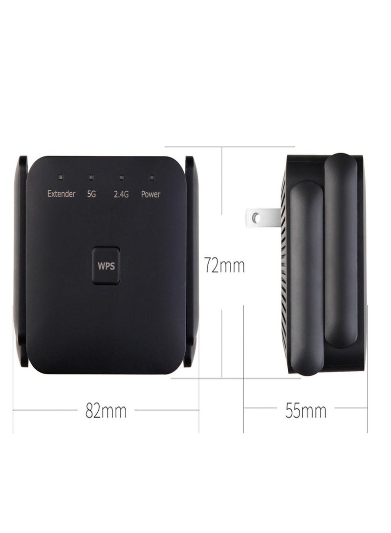 phomemo 1200Mbps Dual Band WiFi Extender, 5GHz/2.4GHz Home with 4 Antennas, 7000 Sq. Ft. Coverage, 1-Button Setup (Black)  - Image 2