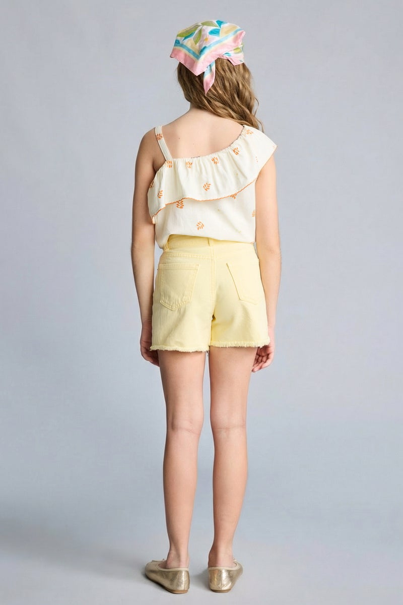 DeFacto Yellow Girl Gabardine Shorts Girl Casual - Image 5
