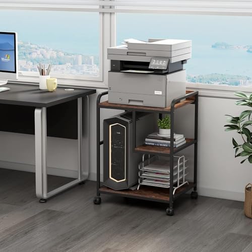 OGFC 57152 Classic 22 x 18 Inch Large Printer Stand, Mobile Printer Table with Wheels for Home Office Storage and Organization, PC Tower Stand, Host Computer Cart - Black - Image 4
