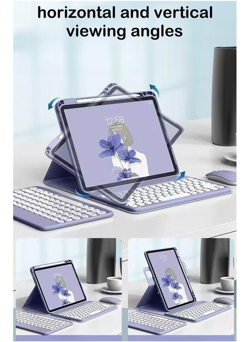 360° Rotatable Magnetic Detachable Keyboard Case for iPad 10th Generation 2022 - Includes Pencil Holder, BT Keyboard, Compatible with iPad 10th Gen 10.9 inch - Lavender - Image 2
