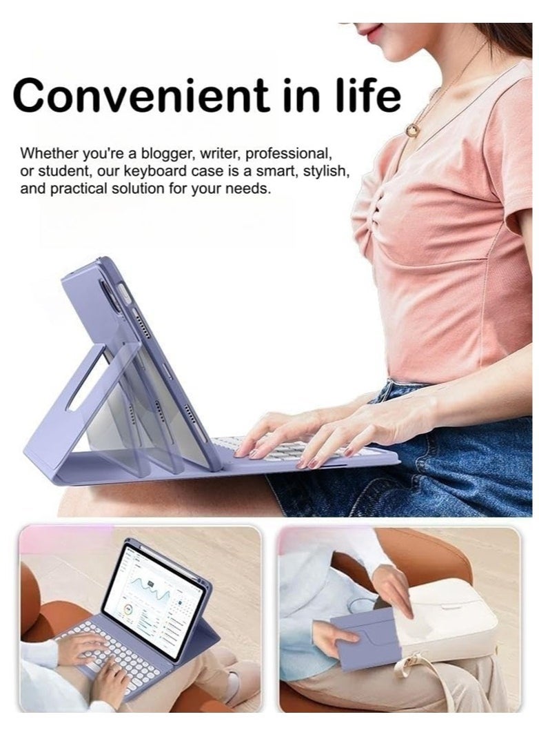 360° Rotatable Magnetic Detachable Keyboard Case for iPad 10th Generation 2022 - Includes Pencil Holder, BT Keyboard, Compatible with iPad 10th Gen 10.9 inch - Lavender - Image 4