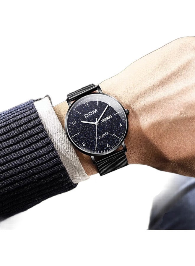DOM Ultra-Thin Starry Sky Watch Men'S Simple Mechanical Style Casual Watch For Students Exam Special Calendar Quartz Electronic - Image 1