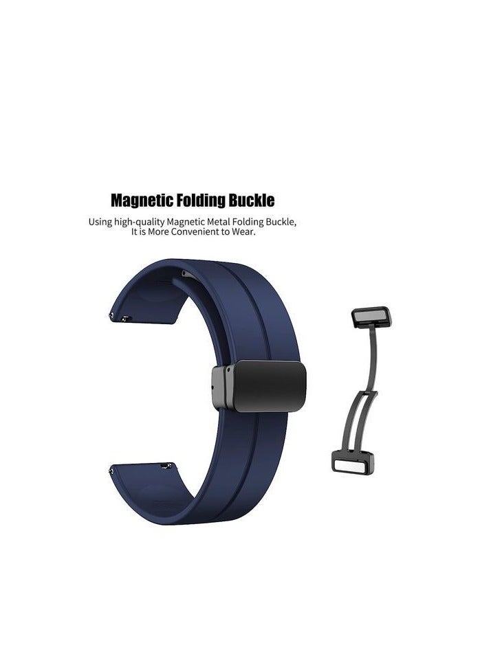 حزام سيليكون 22 مم مع مشبك قابل للطي مغناطيسي لساعة ذكية itel Storm Plus (ISW-O15) - أزرق - Image 2