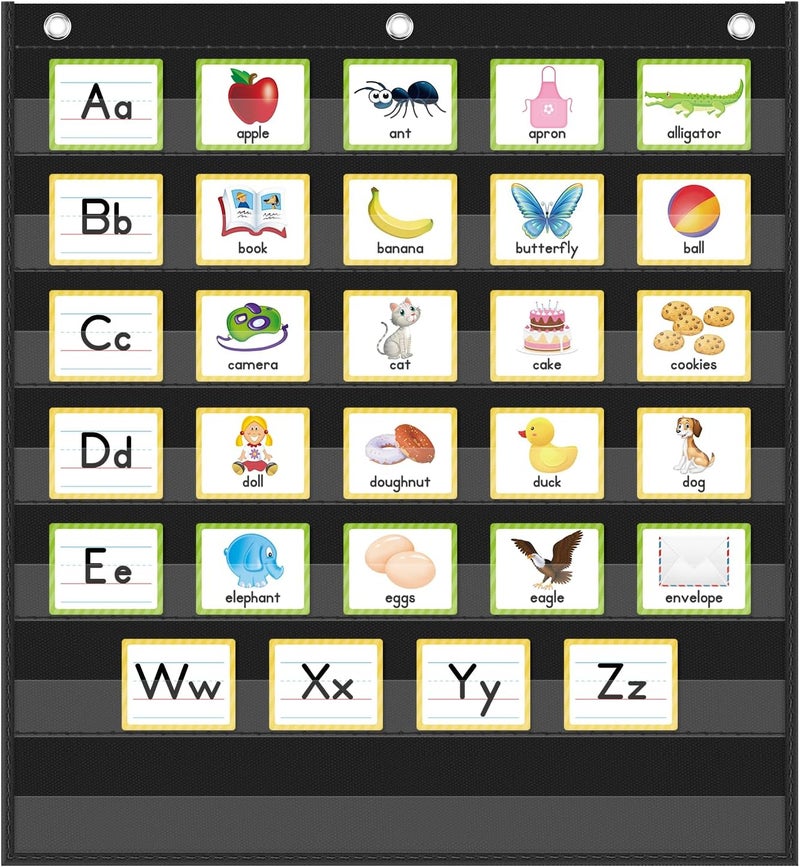 Eamay Standard Pocket Charts, Black Pocket Chart for Classroom,Teacher Supplies(28W*28L) - Image 1