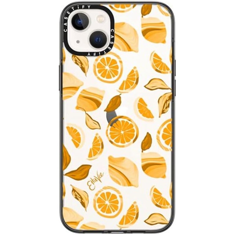 Casetify Compact iPhone 14 Plus Case 【Lightweight / 4 ft. 2X Military Grade Drop Protection/Slim】 - EttaVee Vintage Lemon - Clear Black