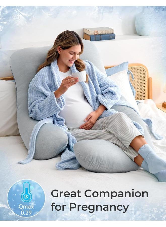 Y&D Pregnancy Pillows for Sleeping, U Shaped Full Body Maternity Pillow with Removable Cover - Support for Back, Legs, Belly, HIPS for Pregnant Women, 57 Inch Pregnancy Pillow for Women, Grey  - Image 2