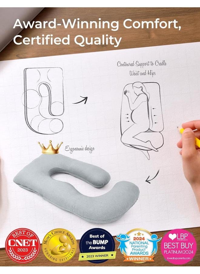 Y&D Pregnancy Pillows for Sleeping, U Shaped Full Body Maternity Pillow with Removable Cover - Support for Back, Legs, Belly, HIPS for Pregnant Women, 57 Inch Pregnancy Pillow for Women, Grey  - Image 5
