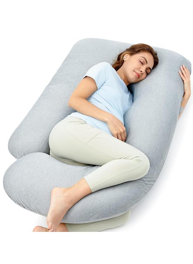 Y&D Pregnancy Pillows for Sleeping, U Shaped Full Body Maternity Pillow with Removable Cover - Support for Back, Legs, Belly, HIPS for Pregnant Women, 57 Inch Pregnancy Pillow for Women, Grey  - Image 1