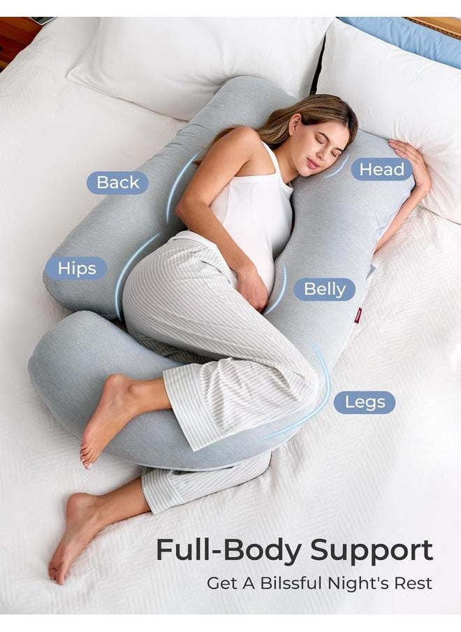 Y&D Pregnancy Pillows for Sleeping, U Shaped Full Body Maternity Pillow with Removable Cover - Support for Back, Legs, Belly, HIPS for Pregnant Women, 57 Inch Pregnancy Pillow for Women, Grey  - Image 4
