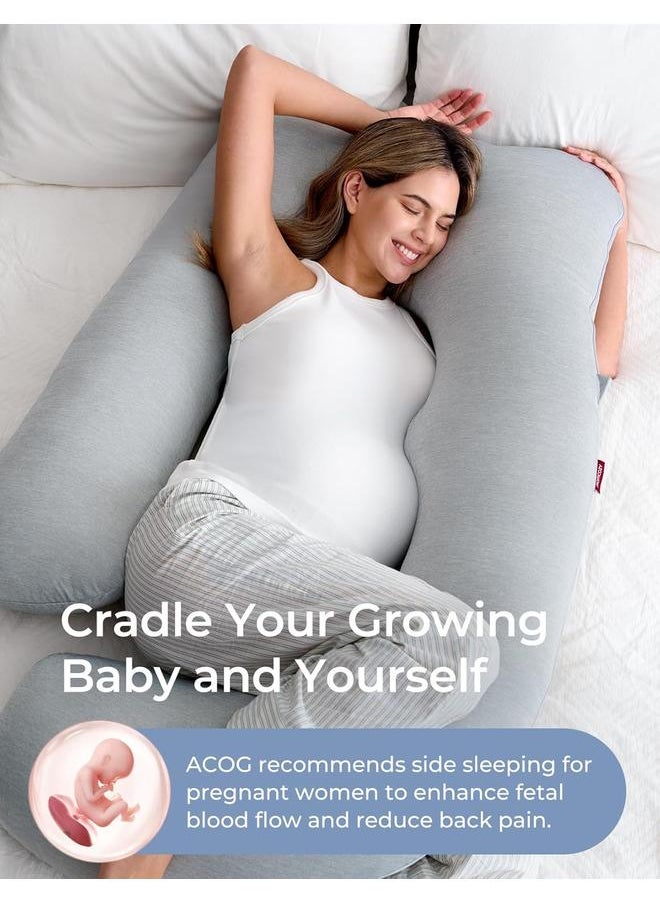 Y&D Pregnancy Pillows for Sleeping, U Shaped Full Body Maternity Pillow with Removable Cover - Support for Back, Legs, Belly, HIPS for Pregnant Women, 57 Inch Pregnancy Pillow for Women, Grey  - Image 3