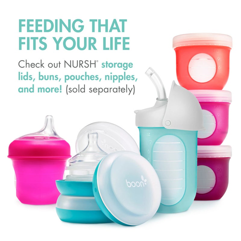 BOON زجاجات بون نورش القابلة لإعادة الاستخدام من السيليكون - حلمة تدفق بطيء - كيس زجاجة سيليكون وحلمة - أساسيات تغذية الأطفال - نعناع - 0-3 أشهر - 3 قطع - 4 أونصات - Image 5