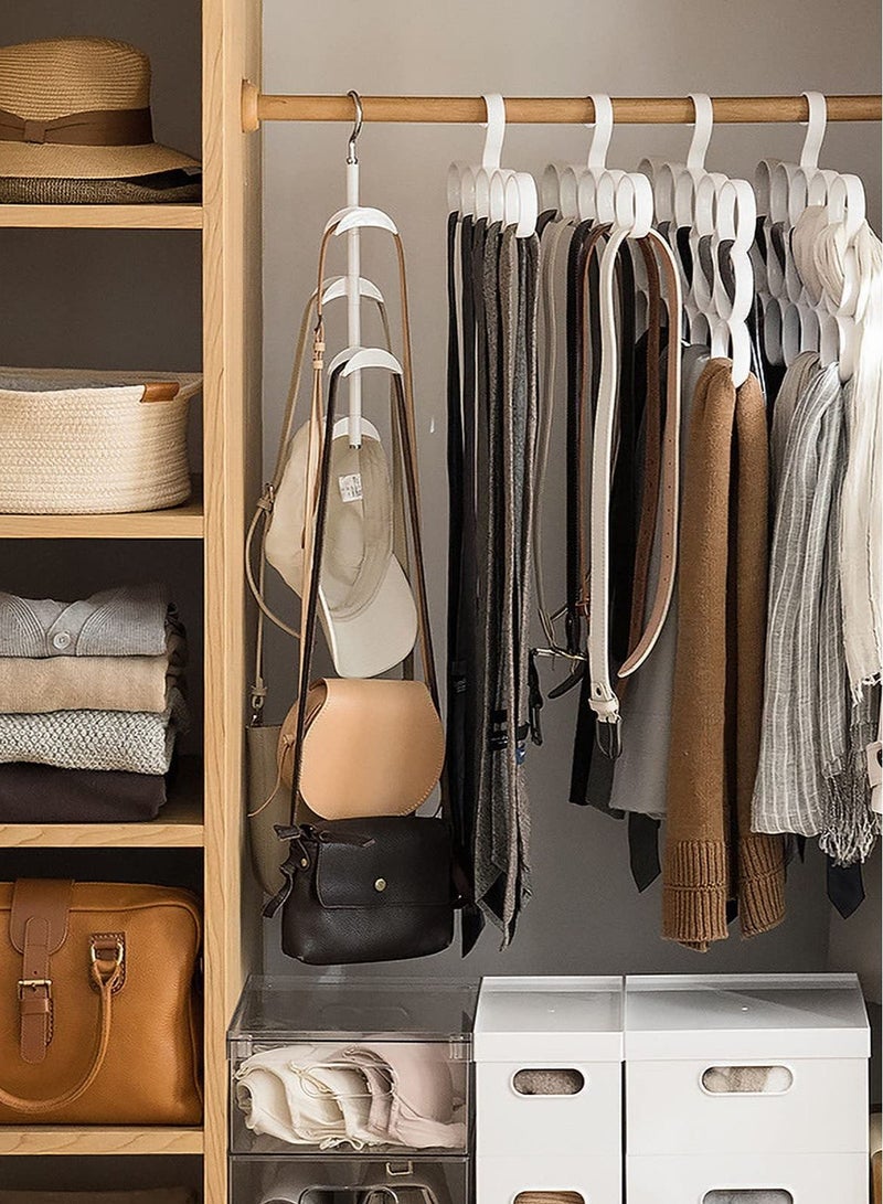Excefore Purse Hanger for Closet - Rotating Handbag Hanging Hook Bag Storage Space Saver with 4 Hooks, Hanging Organizer for Scarf Handbag Belt  - Image 5