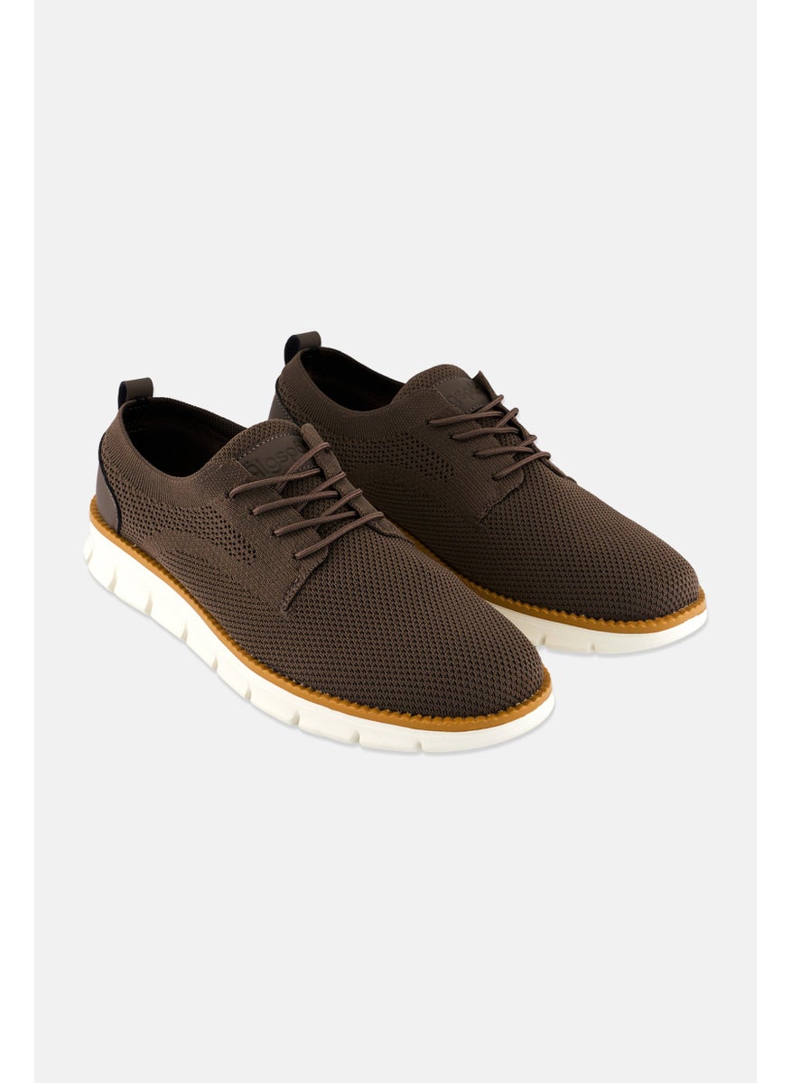 Algspar Men Brand Logo Lace Up Casual Shoes, Dark Brown  - Image 1