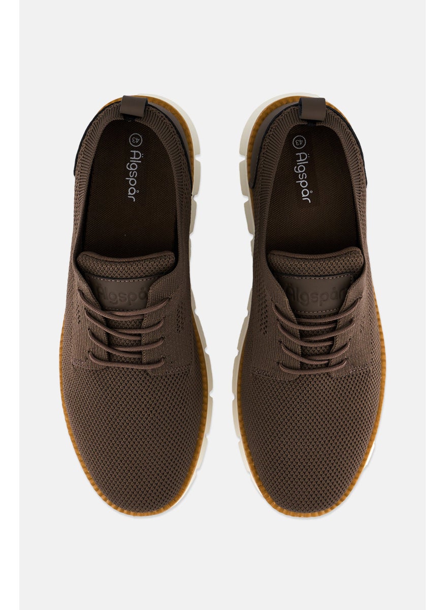 Algspar Men Brand Logo Lace Up Casual Shoes, Dark Brown  - Image 3