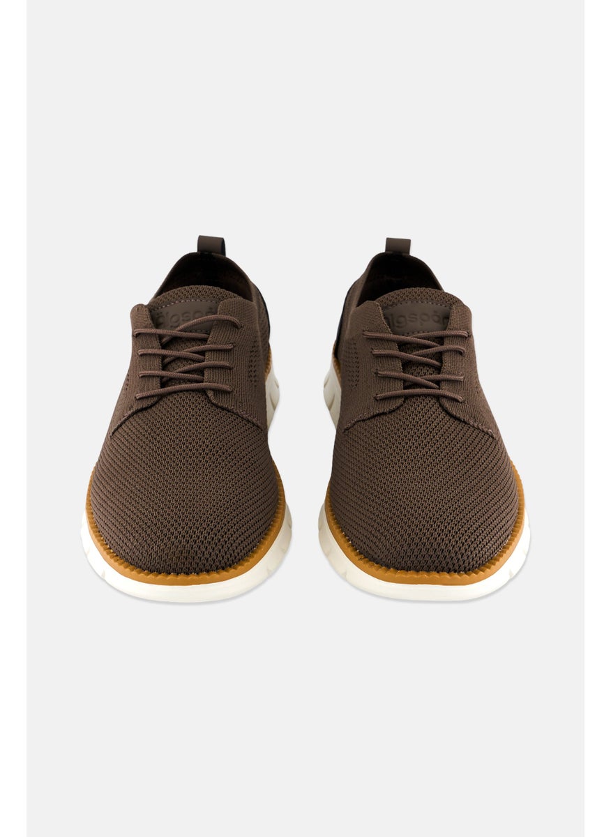 Algspar Men Brand Logo Lace Up Casual Shoes, Dark Brown  - Image 4