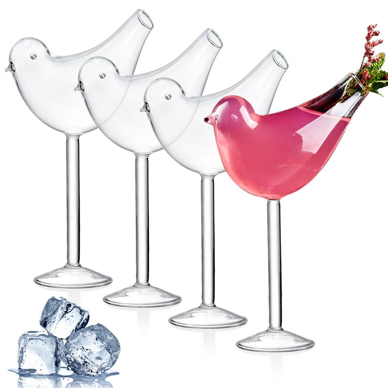 Mezchi 4 Pack Bird Cocktail Glasses 160ml54 Oz Bird Shaped Martini Glass Clear Fancy Drinking Glasses Unique Wine Glasses for champagne Mixed Drinks Party Wedding and Home decor