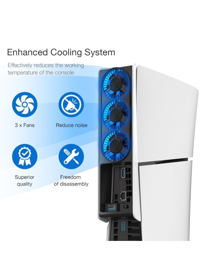 Cooling Fan for PS5 Slim, Upgraded Quiet Cooler Fan with LED Light for Playstation 5 Slim Console/Digital & Discs Edition - Image 4