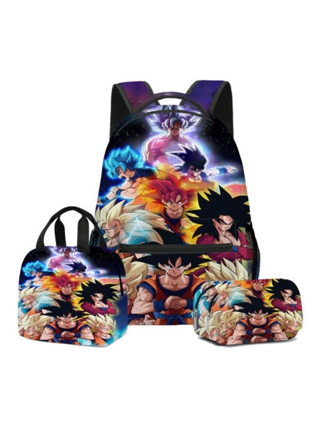 NIBEMINENT New Dragon Ball DragonBal three-piece set l schoolbag for elementary and middle school students, children's backpack backpack,D8 06 - Three-piece - Image 1