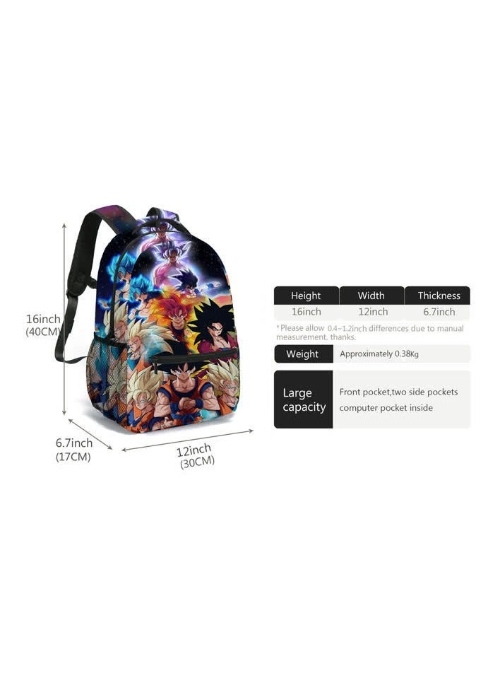 NIBEMINENT New Dragon Ball DragonBal three-piece set l schoolbag for elementary and middle school students, children's backpack backpack,D8 06 - Three-piece - Image 4