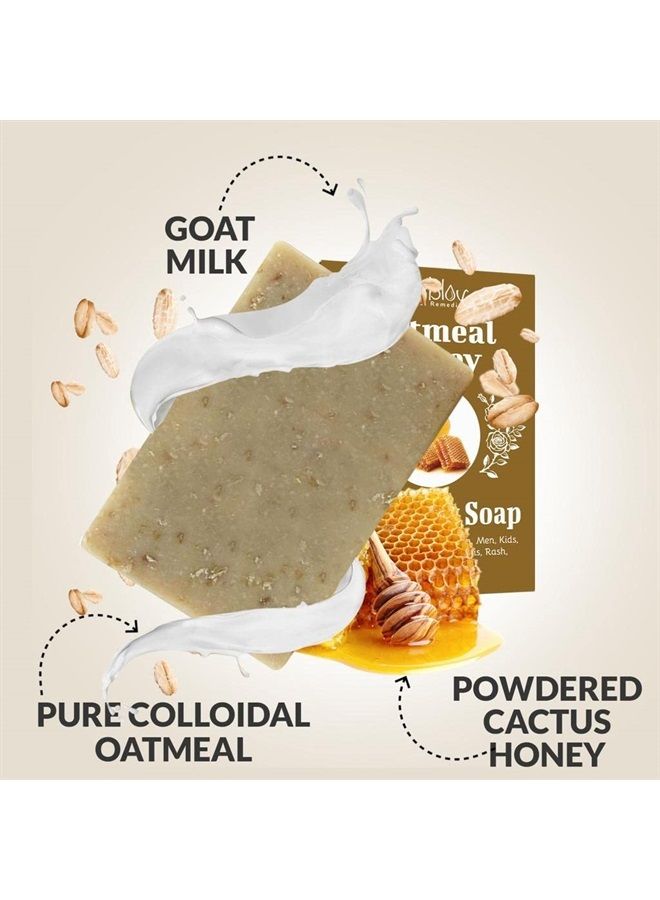 Herblov صابون حليب الماعز بالعسل والشوفان 4 أونصات – صابون طبيعي للنساء والرجال والأطفال، للبشرة المتهيجة، الإكزيما، الصدفية، الطفح الجلدي، حروق الشمس – منظف وجه مهدئ بالشوفان الغروي وغسول للجسم، مصنوع في الولايات المتحدة - Image 4