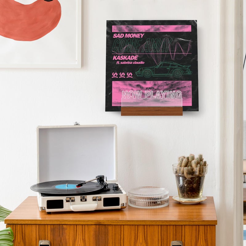 CoolGift Mart Now Playing Vinyl Record Stand Wall Mount, Light up Record Holder, Wooden Acrylic Display with Warm White Lights for Albums, Room Decor, for Vinyl Lovers - Image 4