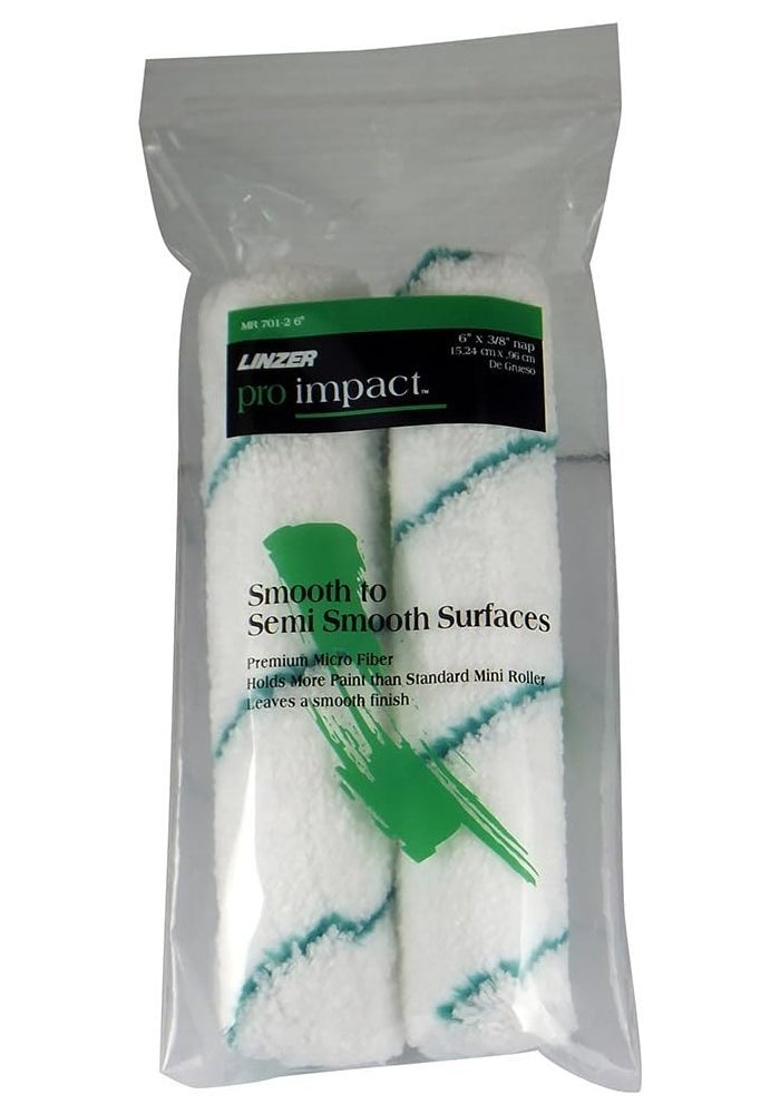 Linzer Pro Impact 6" x 3/8" Microfiber Mini Roller Cover Twin Pack