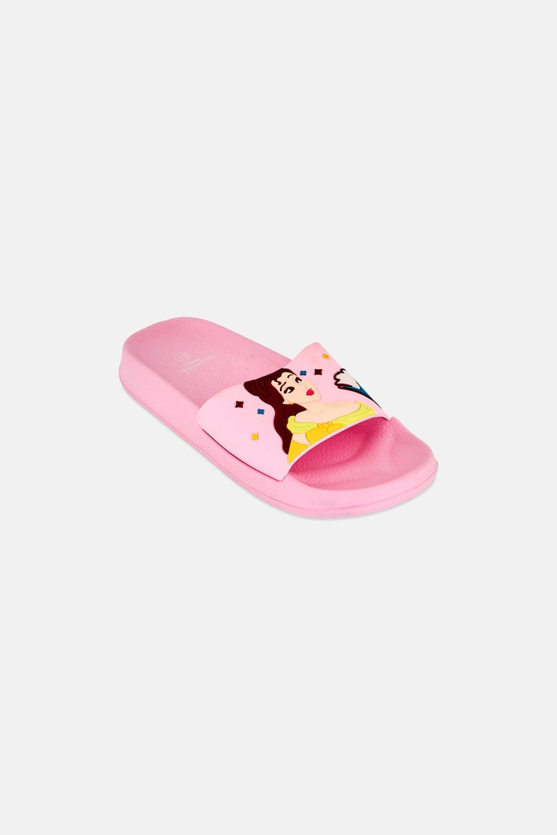Disney Kids Girl Princess Slip On Slides, Pink - Image 1
