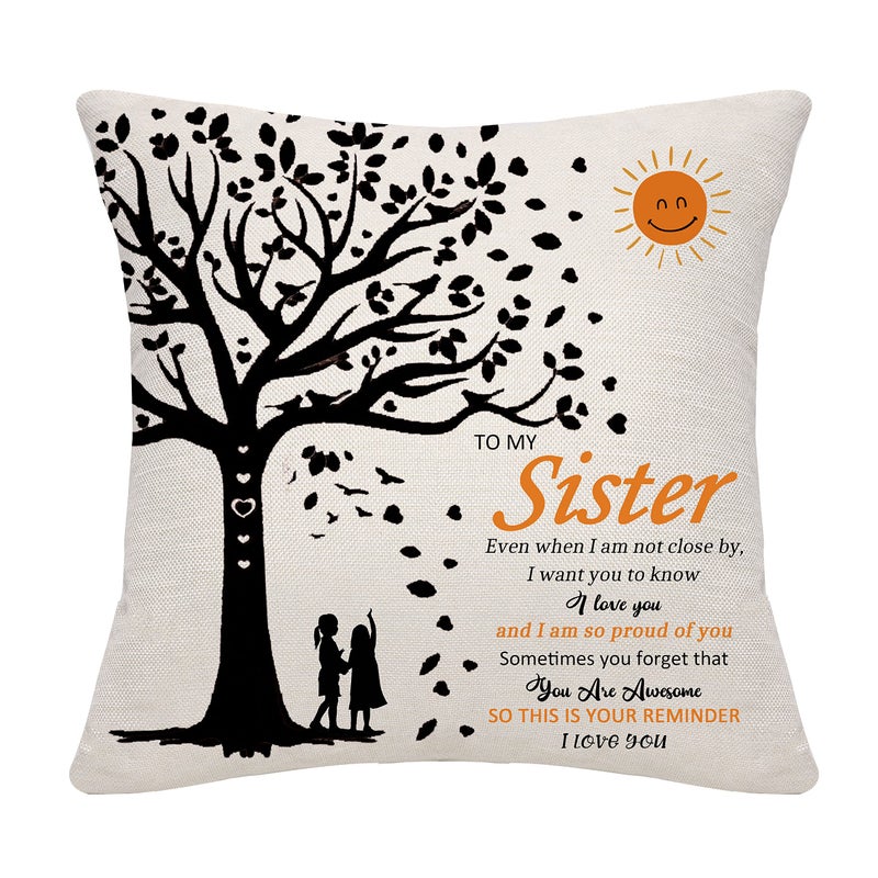 Bommex Sister Throw Pillow Cover - Big Little Soul Sister Gifts for Birthday, Graduation, Thanksgiving - Image 3