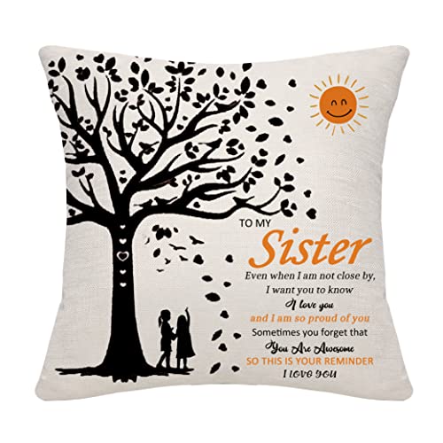 Bommex Sister Throw Pillow Cover - Big Little Soul Sister Gifts for Birthday, Graduation, Thanksgiving - Image 1