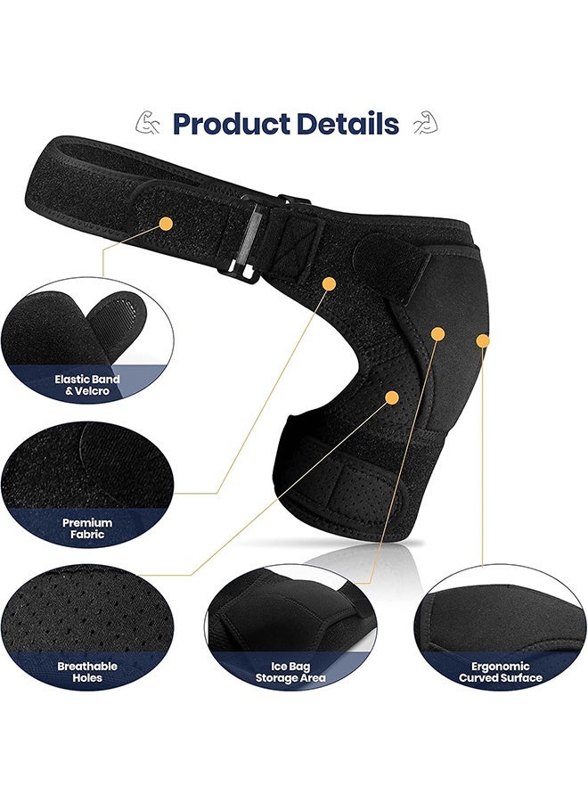 GD Adjustable Shoulder Support Brace with Ice Pack Insertion Capability for Men & Women - Breathable Shoulder Support and Compression Sleeve for Torn Rotator Cuff, Shoulder Stabilizer Strap for Workout Sports Rotator Cuff Pain Post Injury Recovery - Image 3