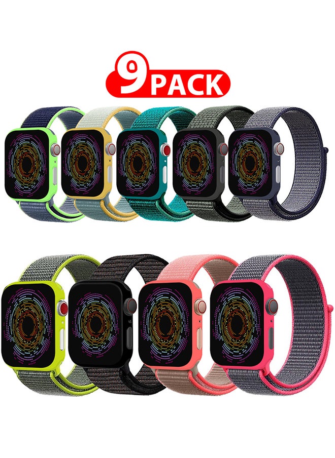 CATANES - 9 Pack Apple Watch Band 38mm 40mm 41mm Sport Loop Nylon Band Quick Release Soft Fabric Nylon Adjustable Rugged Velcro Replacement Wristband Strap for Men Women Compatible with Series SE/7/6/5/4/3/2/1 - Image 1