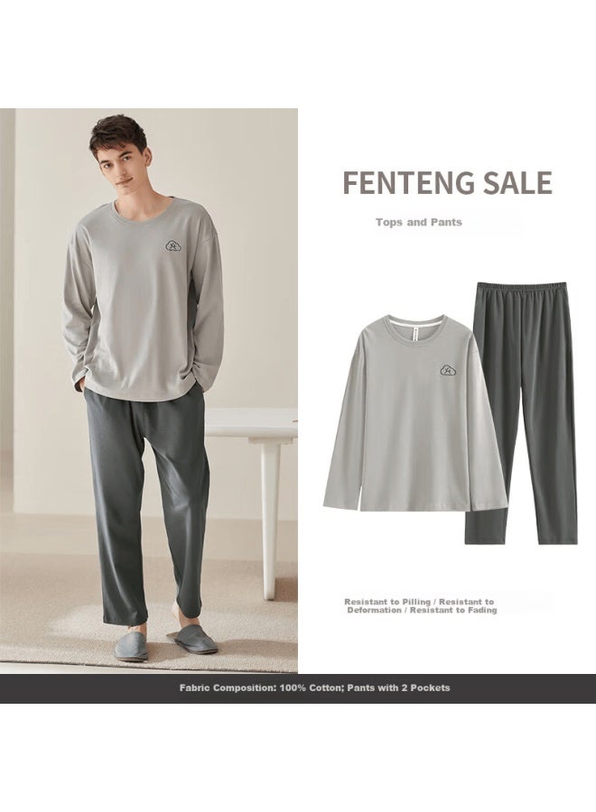 Fenton Fenteng Spring And Autumn Couple Pajamas Women's Pure Cotton Casual Men's Plus Size All Cotton Homewear Set - Image 1