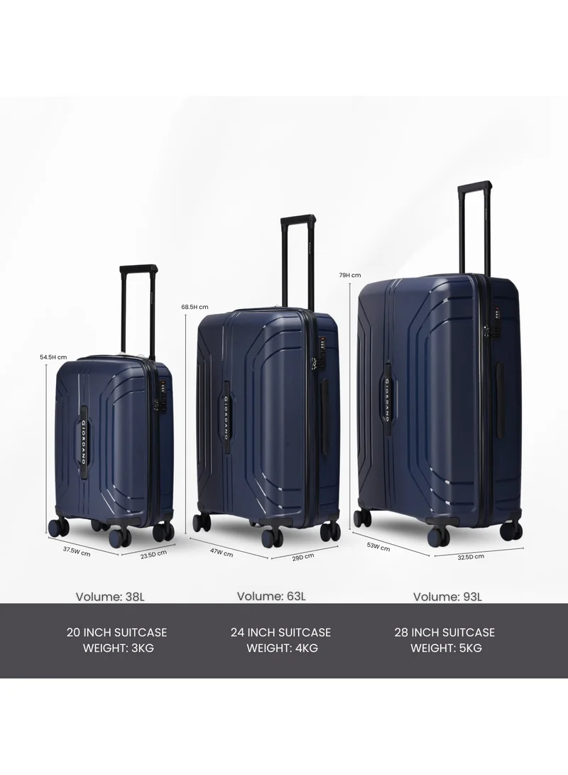 GIORDANO Navy Giordano Luggage Sets of 2 Hard Shell PP Durable Lightweight Carry on & Checked Suitcase with Double Spinner Wheels, Secure Combination Lock Trolley, Unbreakable Hardcase Suitcase 2 Pcs Navy (S+M)  | Best Price UAE