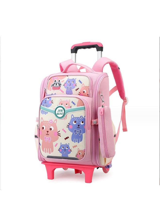 JCB CHIC Girls Trolley School Bags Large Capacity Kids' Bookbag Students Rolling Backpack Travel Wheeled Kids' Luggage Bag for Elementary Schoolbag 