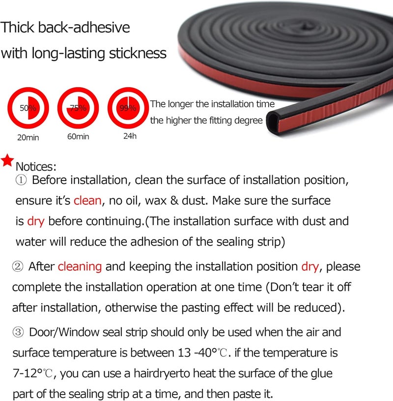 Tintvent D-D-Shape Weather Stripping, Rubber Door Seal Soundproofing, Window Seal Strip for Door, Window, Trunk, Engine Cover,0.47" Height X 0.55" Width - Image 4