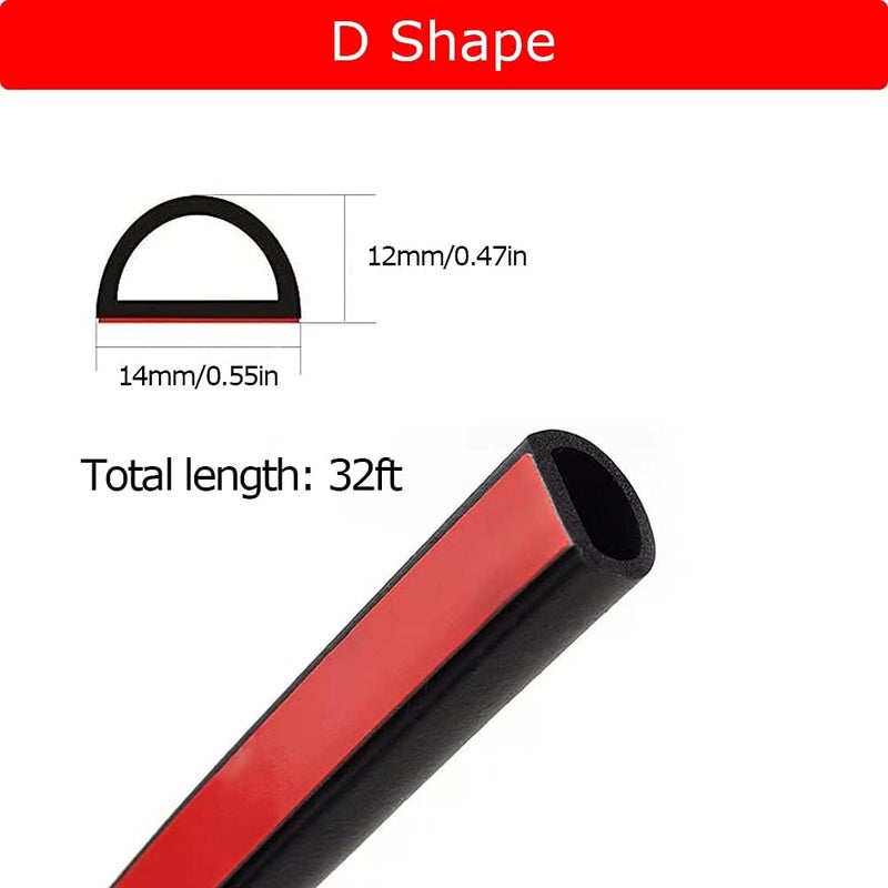 Tintvent D-D-Shape Weather Stripping, Rubber Door Seal Soundproofing, Window Seal Strip for Door, Window, Trunk, Engine Cover,0.47" Height X 0.55" Width - Image 2
