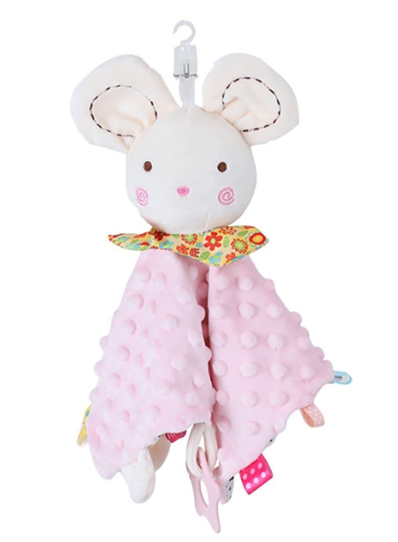 Jingke Baby Safety Blanket Cute Animals Seeping Doll Safety Blanket Early Education Educational Toys Comfort Towel,Pink Mouse - Image 1