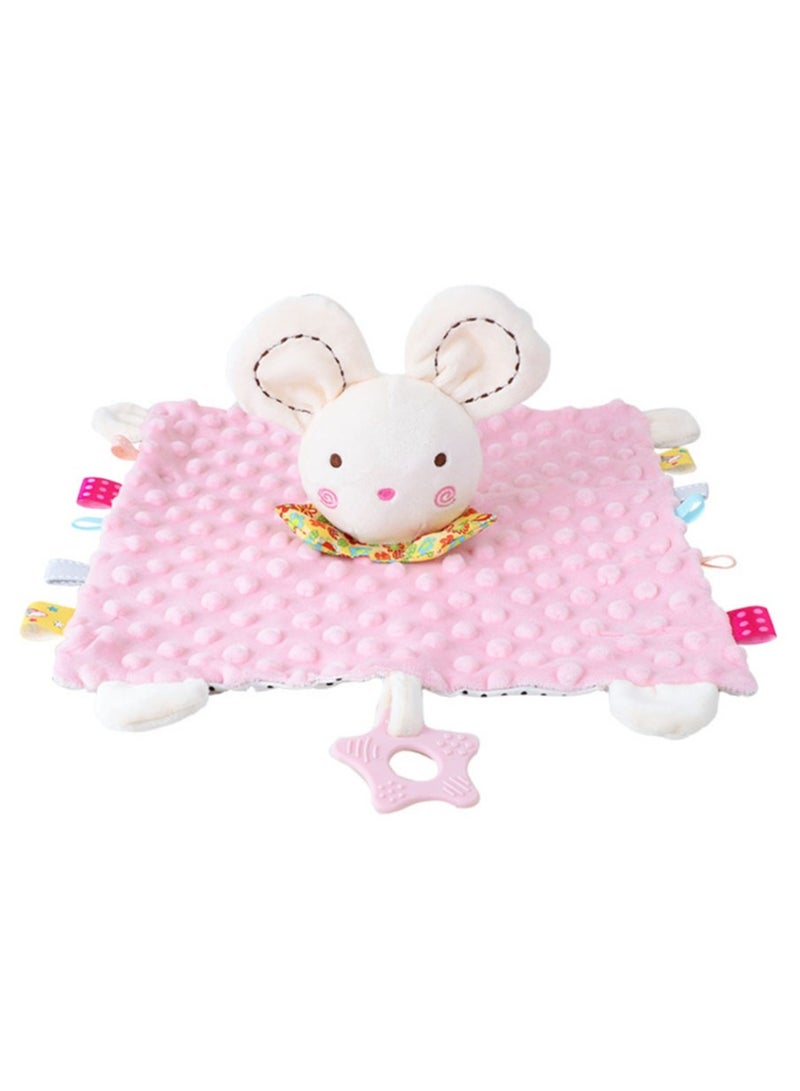 Jingke Baby Safety Blanket Cute Animals Seeping Doll Safety Blanket Early Education Educational Toys Comfort Towel,Pink Mouse - Image 2