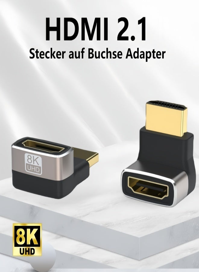 الصفحة الرئيسية محول HDMI 8K (عبوة من 2 قطعة) ، زاوية 270 درجة مطلية بالذهب HDMI ذكر إلى أنثى يدعم 3D 8K HDMI Extender لـ TV Stick Roku Stick Chromecast Xbox PS5 PS4 - Image 1