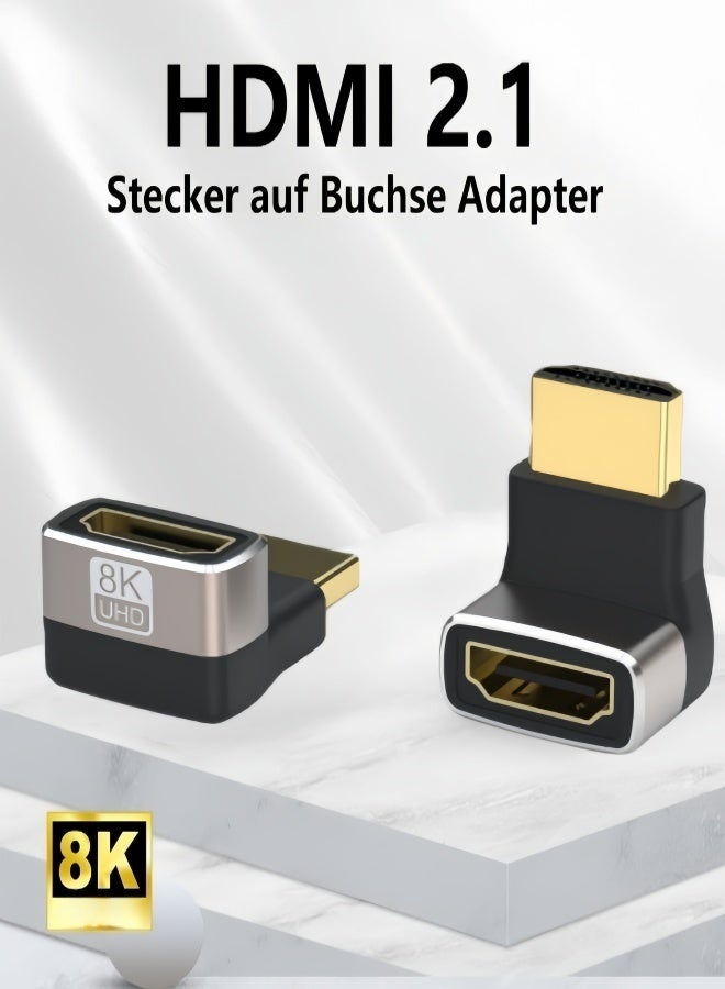 الصفحة الرئيسية محول HDMI 8K (عبوة من 2 قطعة) ، زاوية 270 درجة مطلية بالذهب HDMI ذكر إلى أنثى يدعم 3D 8K HDMI Extender لـ TV Stick Roku Stick Chromecast Xbox PS5 PS4 - Image 1
