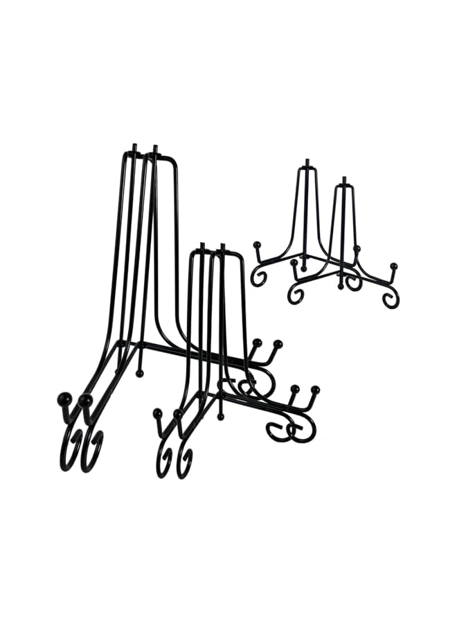 The Bros 6PCS 3 Size Black Iron Plate Stands for Display 4 6 8 Inch, Decorative Metal Plate Holders for Displaying, Mini Easel Stand, Frame, Book, Card, Plaque, Bowl, Picture Stands for Display  - Image 2
