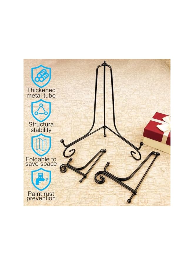 The Bros 6PCS 3 Size Black Iron Plate Stands for Display 4 6 8 Inch, Decorative Metal Plate Holders for Displaying, Mini Easel Stand, Frame, Book, Card, Plaque, Bowl, Picture Stands for Display  - Image 5