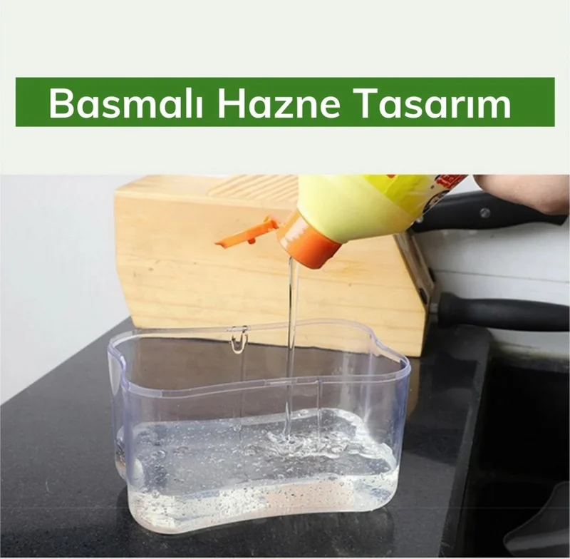 Hane216 Pump Liquid Soap Dispenser with Sponge Chamber Push Dishwasher Dispenser and Sponge
