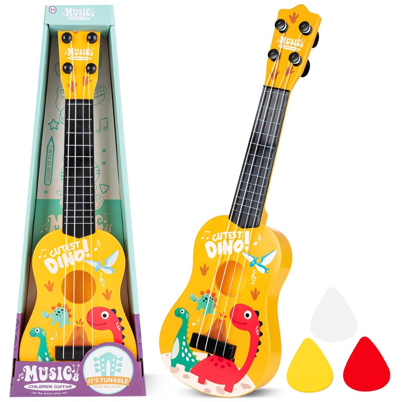 KFPPLXQ Mini Guitar 17 Inch Kid Guitars Toddler Guitar Ukulele 4 Strings Guitar for Kids Party Favor Kids Musical Instruments Educational Toys for Beginner Dinosaur - Image 3