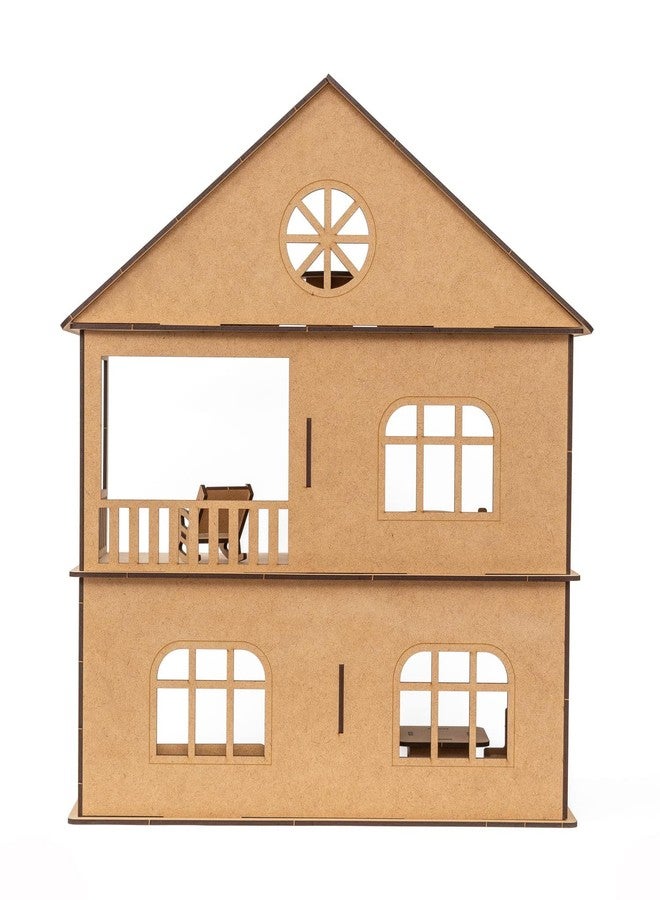 NEKBAL DIY Wooden Doll House with Furniture for Kids, Dollhouse Construction Kit with Assembly Instructions, Wooden Doll House for Girls and Boys - Image 5